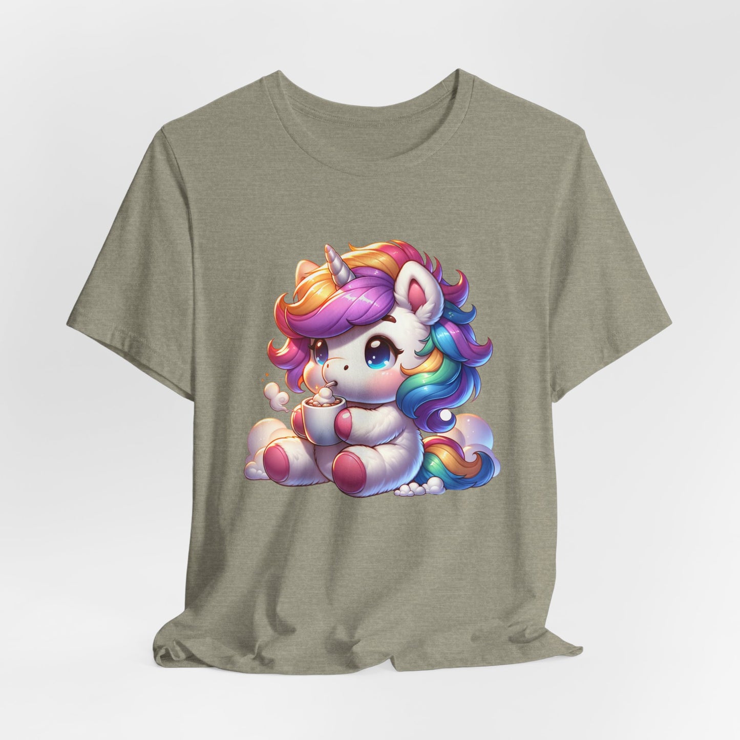 Unicorn Drinking Cocoa Unisex Jersey Short Sleeve Tee